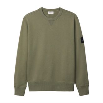 Calvin Klein Heren Badge Crew Neck Sweatshirt (Diep witgroen)