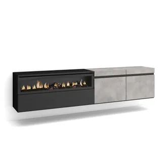 Skraut Home Skraut Home - Mueble Tv, Televisi&oacute;n, Muebles De Sal&oacute;n, Almacenaje, 200x45x35cm, Para Tv Hasta 80, Chimenea El&eacute;ctrica, Colgado, Suspendido, Estilo Mode