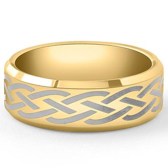 Pompeii3 Mens Gold Plated Tungsten Ring Celtic Laser 8mm Wedding Band