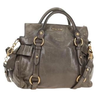Miu Miu Pre-owned Hand Bag - Dames - Vintage Handtas - Grijs - ONE Size - Leer - Vintage