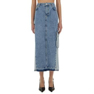 Moschino Denim Skirts, female, Blue, Size: W27 Gonna Denim