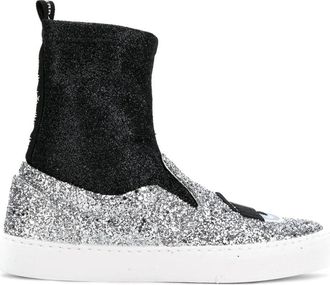 Chiara Ferragni Metallic Sneakers Sock - Dames - Sneakers - Grijs - 35 EU - Schoenen