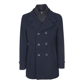 Herno Double-Breasted Jas - Heren - Mantel - Blauw - L - Wol - Jassen