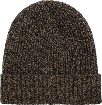 Dolce & Gabbana Geribbelde muts met logopatch - unisex - Accessoires - Bruin - Maat: ONE Size Wol