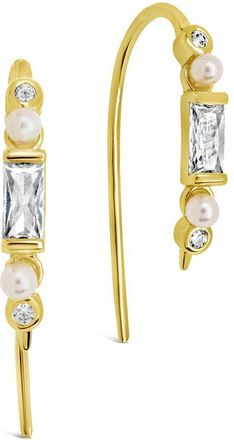 Sterling Forever 14K Gold Cz Nadia Threader Earrings