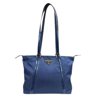 Prada Pre-owned Tote Bags, female, Blue, Size: ONE SIZE Pre-owned Nylon Tote Bag