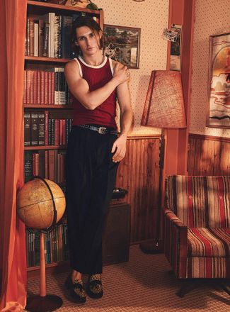 Djab Mens Pinstripe pleated pant Loose fit Imported from Seoul