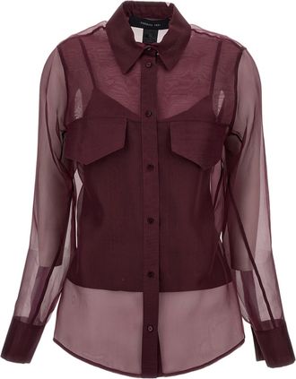 Federica Tosi Sheer Silk Organza Blouse with Pointed Collar