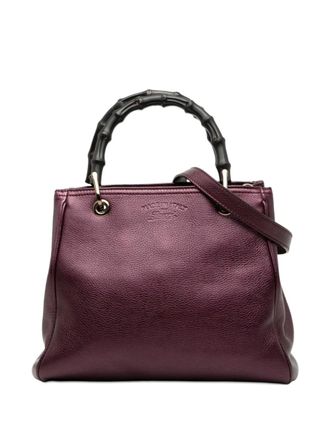 Gucci 2000-2015 Small Metallic Calfskin Bamboo Shopper satchel - Purple