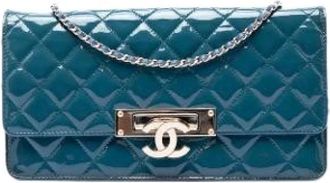 Chanel Pre-owned Quilted Patent Crossbody Bag - Dames - Vintage Clutch - Blauw - ONE Size - Leer - Vintage