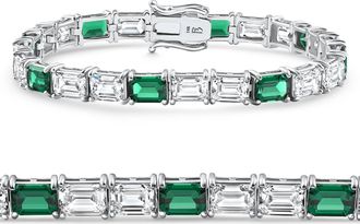 Pompeii3 22Ct East West Emerald Diamond Tennis Bracelet 14k White Gold 7 Lab Grown Size: 7