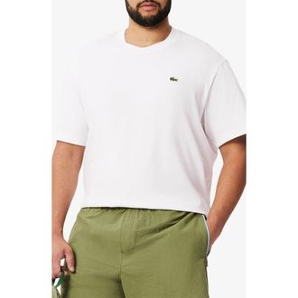 Lacoste Cotton Crewneck T-Shirt in White at Nordstrom, Size 8