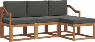 vidaXL Conjunto De Sof&aacute;s De Exterior 4 Uds. Natural Y Antracita Vidaxl