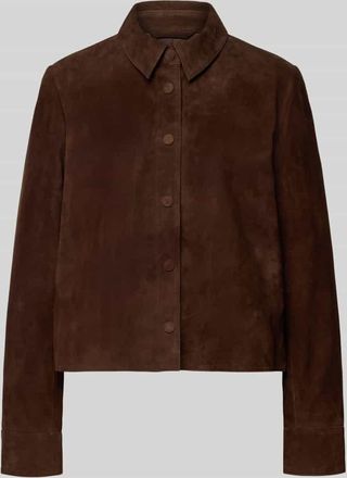 Jake*s Lederjacke mit Knopfleiste in Dunkelbraun, Gr&ouml;&szlig;e 32