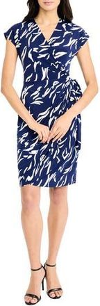 Maggy London Wrap Dress in Navy/Ivory at Nordstrom Rack, Size 18 (Similar To 16W)