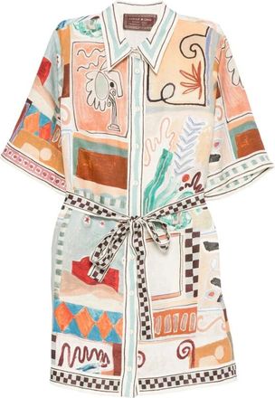 Alemais Michelle Mini Jurk - Dames - Shirt Kleedjes - Veelkleurig - XS - Katoen - Kleedjes