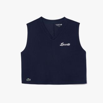 Lacoste Dames Lacoste Sport Ultra Dry Cotton Sport Crop Top in Blauw