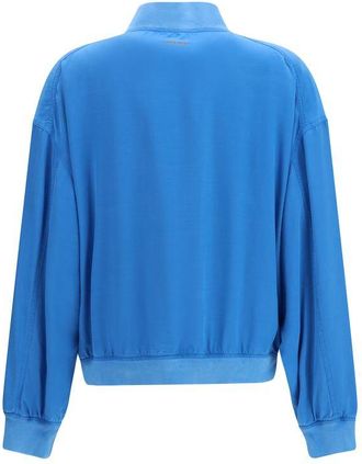 Versace Womens Blue Silk Bomber Clothing