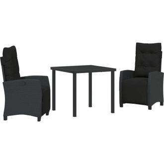 vidaXL Vidaxl - Conjunto De Comedor De Jard&iacute;n 3 Pcs Negro Rat&aacute;n Sint&eacute;tico