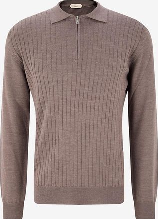 Aur&eacute;lien Rippenstrick Poloshirt mit Reissverschlusskragen