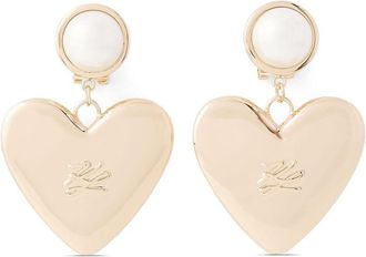 Karl Lagerfeld Autograph pearl drop earrings - women - Brass - One Size - Gold