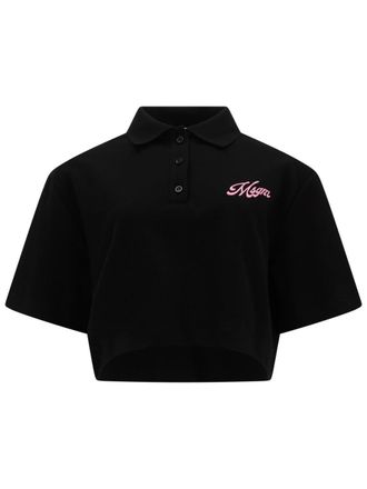 Msgm Cropped Polo Collar Logo Shirt