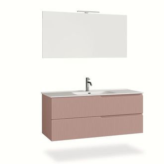 Aquadesign Mueble de ba&ntilde;o 4 piezas en mdf rosa polvo