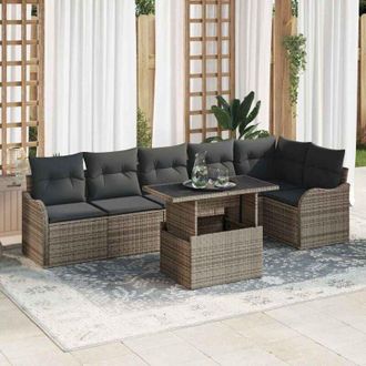 vidaXL Conjunto De Sof&aacute; De Jard&iacute;n Manual 7 Pcs Gris 100 X 55 X 73 Cm Vidaxl