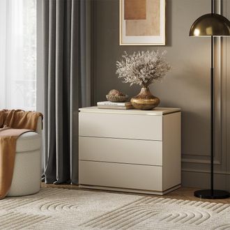 Vicco Aparador Linette, Dorado, 80 X 70 Cm Con 3 Cajones, Vicco