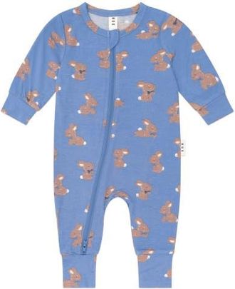 Huxbaby Vintage Blue Bunny Zip Romper at Nordstrom, Size 6-12M Au