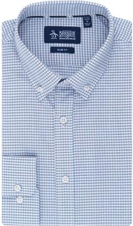 Original Penguin Slim Fit Roberson Check Dress Shirt in Taupe at Nordstrom Rack, Size 17 - 36/37