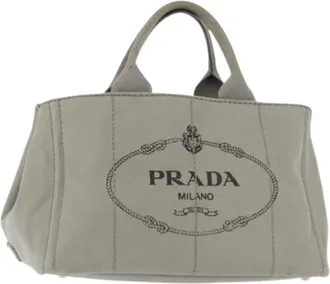 Prada Pre-owned Handbags, female, Gray, Size: ONE SIZE Pre-owned Vintage Canvas Handbag