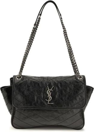 Saint Laurent Monogram Gewatteerde Leren Schoudertas - Dames - Tassen - Zwart - Maat: ONE Size Leer