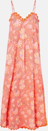 Juliet Dunn Abito sottoveste in cotone smerlato con stampa floreale