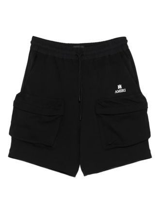 Amiri drawstring-waist cargo track shorts - men - Cotton/Polyester/Polyamide/Spandex/Elastane - L - Black