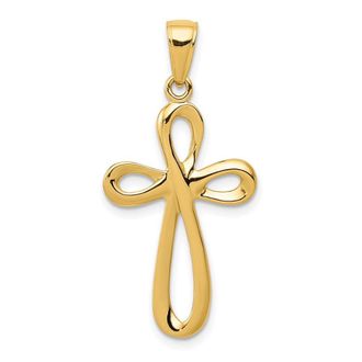 Diamond2Deal 14k Yellow Gold Polished Cross Pendant