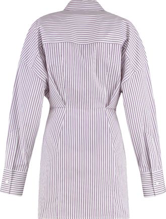 The Attico Womens Striped Cotton Shirtdress Pink Dress