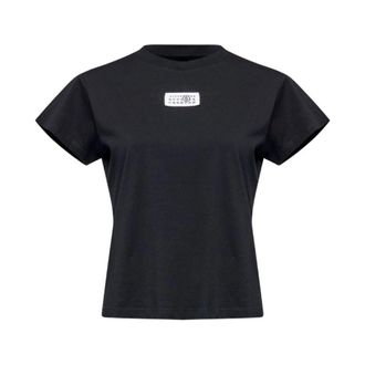 Maison Margiela Tops, Dames, Zwart, M, Katoen, Numeric Cotton Jersey T-shirt