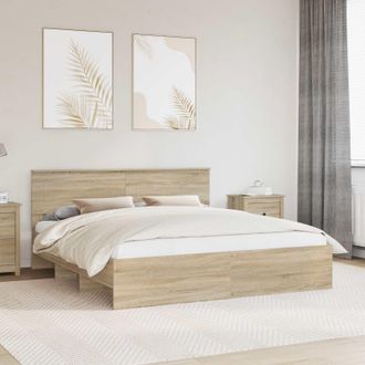 vidaXL Estructura De Cama Con Cabecera Roble Sonoma 180 X 200 Cm Vidaxl