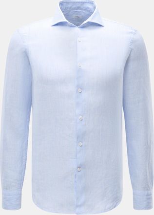 Braun Hamburg Men - Linen shirt shark collar light blue/white striped