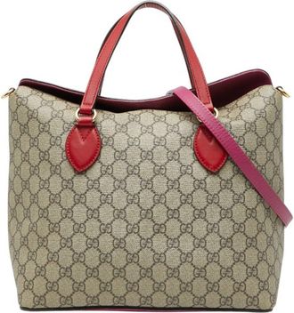 Gucci Beige Multi-Color Pvc Leather Shoulder Bag Tote Bag (Pre-Owned)