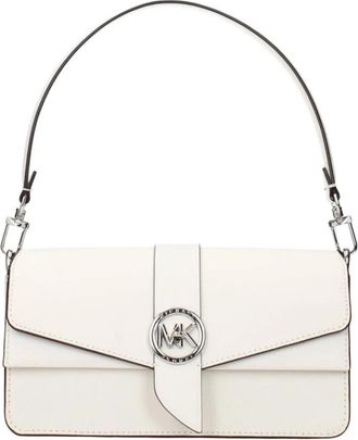 Michael Kors Witte leren handtas met draaislot - Dames - Handtassen - Wit - ONE Size - Leer - Tassen