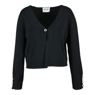 Moschino Cardigans, female, Black, M, Short Jersey Cardigan
