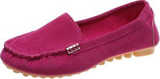 Generic Womens Slip On Shoes Comfortable Pumps Shoes Solid Color Stylish Classic Lightweight Non-Slip Breathable Casual Flat Shoe Outdoor Leisure Hot Pink