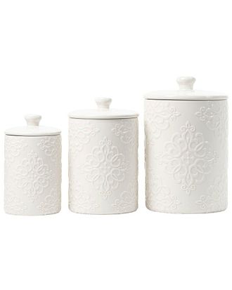 10 Strawberry Street 3Pc Embossed Ceramic Kitchen Canister Set