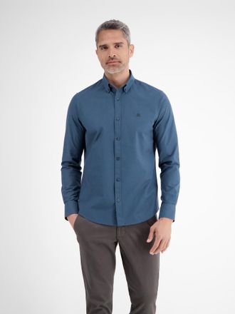 Lerros Langarmhemd LERROS Oxford Solid, Herren, Gr. L, N-Gr, storm blau, Web, Obermaterial: 98% Baumwolle, 2% Elasthan, unifarben, normal h&uuml;ftbedeckend, Rund