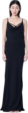 MUGLER V-hals Maxi Jurk met Achterband - Dames - Avondkleed - Zwart - S - Kleedjes