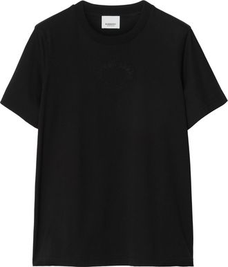 Burberry tonal embroidered-logo T-shirt - women - Cotton - L - Black
