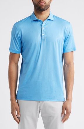 Johnnie-O Marlin Microprint Featherweight Performance Polo in Palisades Blue at Nordstrom, Size Xx-Large