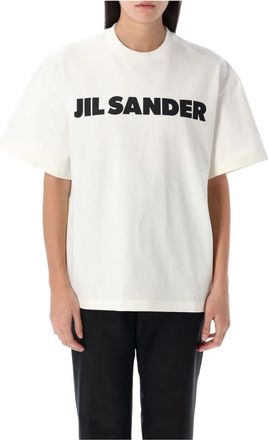 Jil Sander T-Shirts, female, White, Size: XS Logo Cotton T-Shirt with Short Sleeves